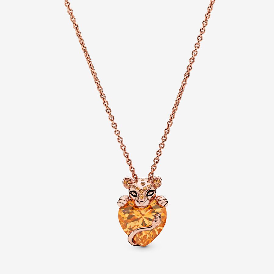 Sparkling Lion Princess Heart Necklace image number 0