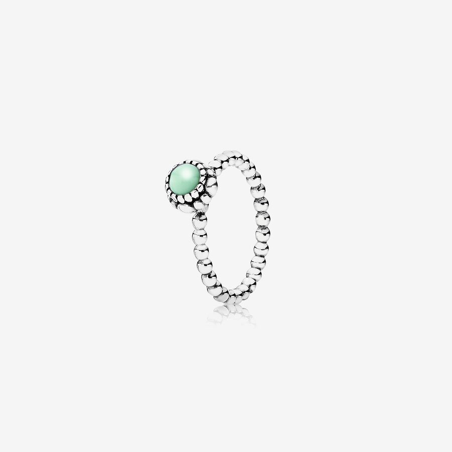 Silver ring, birthstone-May, chrysoprase image number 0