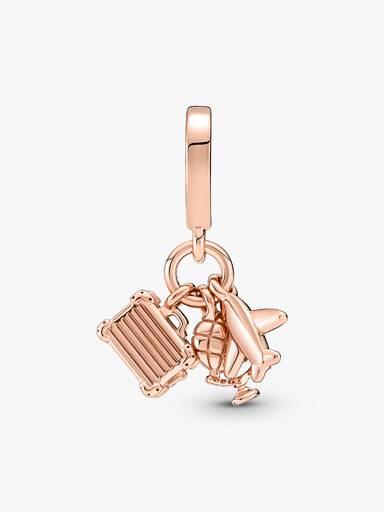 Airplane, Globe & Suitcase Dangle Charm