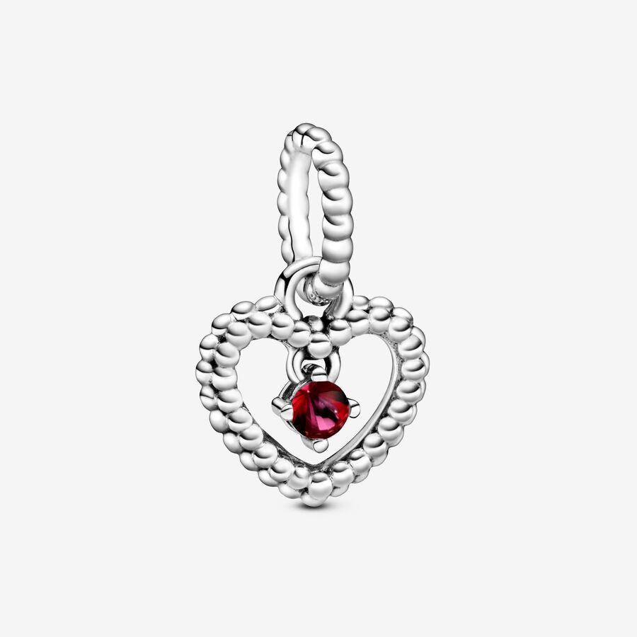 Blazing Red Beaded Heart Dangle Charm image number 0