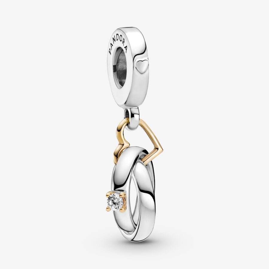 Two-tone Wedding Rings Dangle Charm image number 0