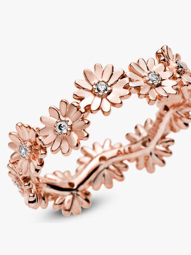 Δαχτυλίδι 14K rose gold-plated με κυβική ζιρκόνια, μαργαρίτα