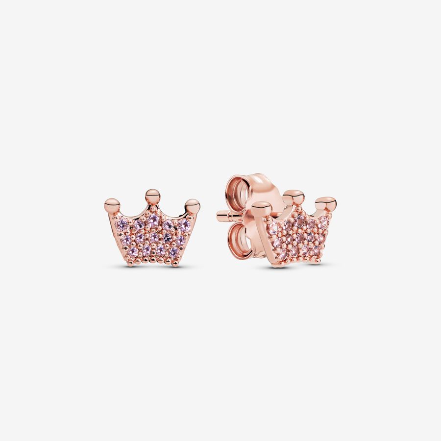 Pink Crown Stud Earrings image number 0